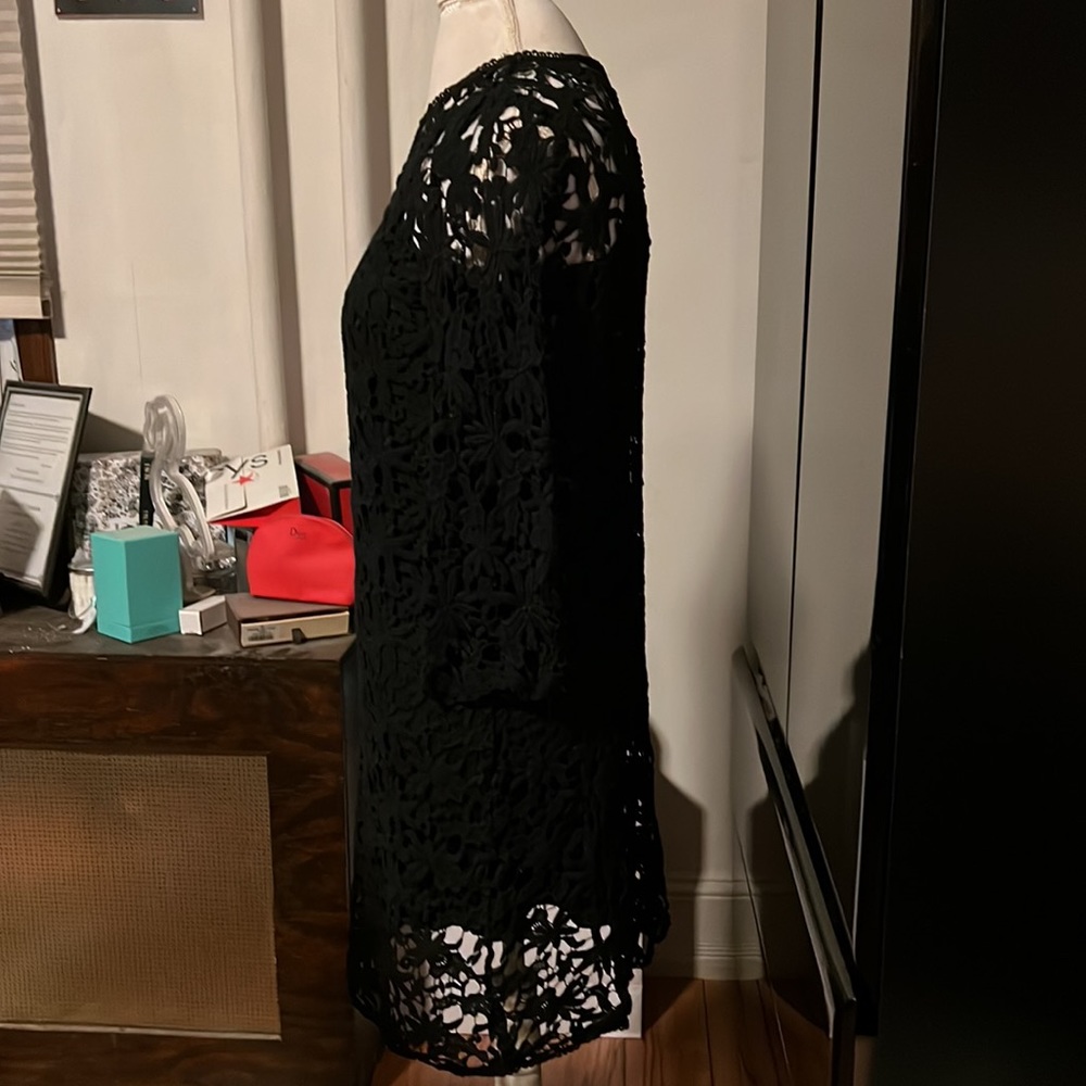 Le lis blanc crochet long sleeve dress with attached spaghetti strap dress - Picture 3 of 4